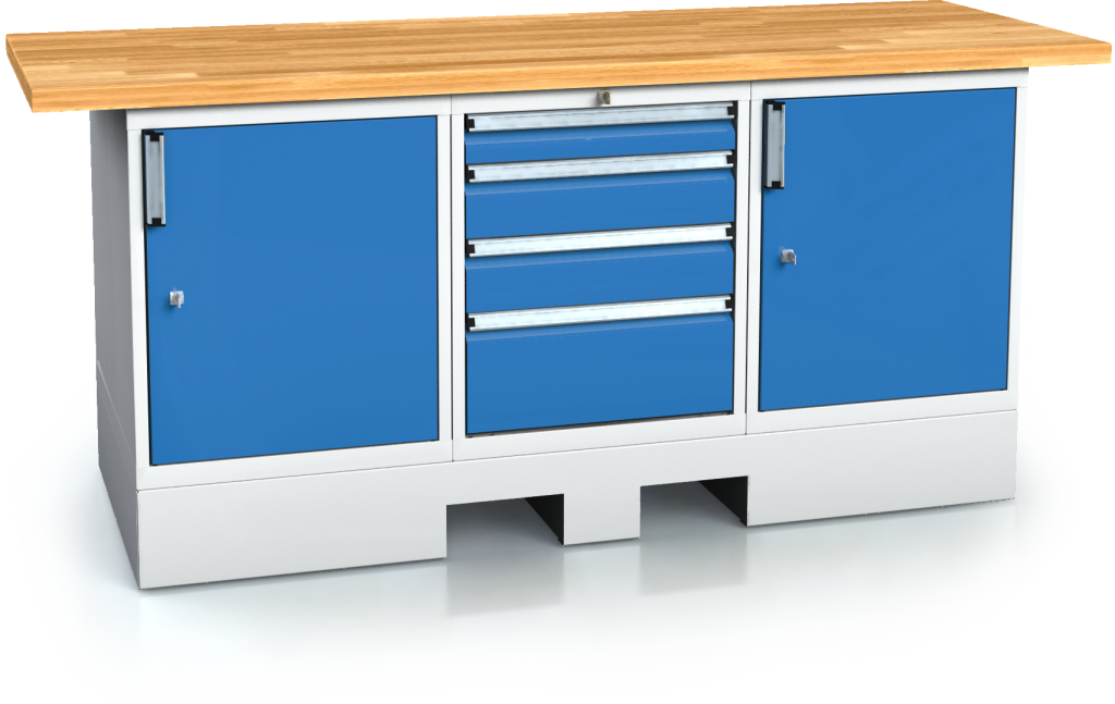 Workbenches alpede PROFI - board - container - pallet base 880 x 2000 x 700